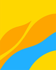 Yellow and blue wave painting on yellow background with keywords