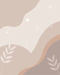 A brown and white background with leaves and stars