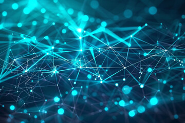 Fototapeta premium Cyan and ice blue abstract networking vector, emphasizing the sophistication of digital systems.
