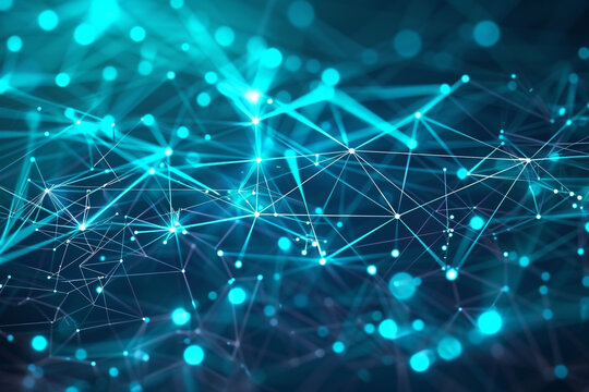 Cyan and ice blue abstract networking vector, emphasizing the sophistication of digital systems.