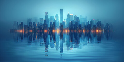 Fototapeta premium Modern skyscrapers of a smart city, architectural background