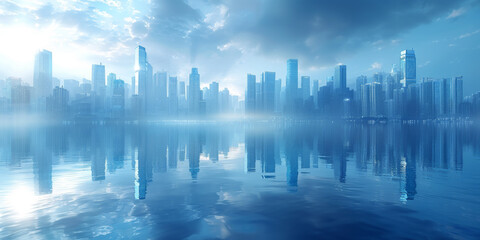 Fototapeta premium Modern skyscrapers of a smart city, architectural background