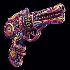 139 3D model of a colorful massage gun icon, realistic and intricate illustration