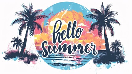 hello summer text poster 