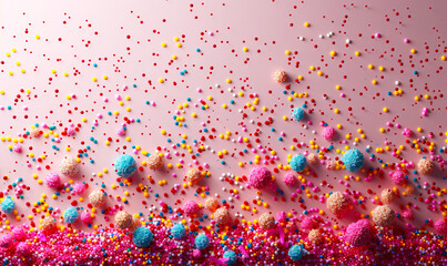 Vibrant 3D Rendering of Colorful Sprinkles on White Background - Confectionery Decoration, Sweet Treats, Dessert Toppings, Candy Confetti, Fun and Celebration Vibes