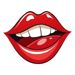 A cartoon womans mouth with red lips and white teeth