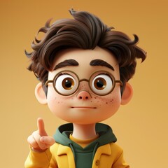 Fototapeta premium Portrait of a Young Boy with Glasses