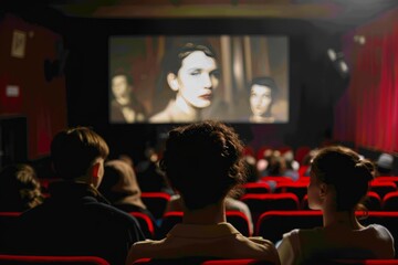 people watching movie in a movie theatre 