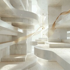 Fototapeta premium Modern architecture interior with parametric golden elements