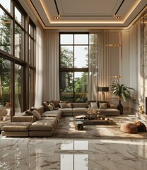 Obraz premium Bright and Airy Living Room: Modern Interior Design