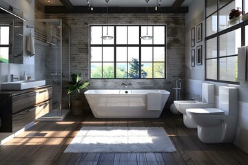 Bathroom With Brick Wall