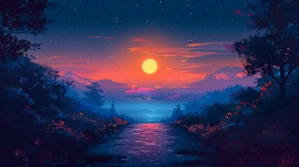 Obraz premium A River Meandering Through a Lush Green Forest