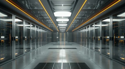Obraz premium Futuristic server room with bright lights