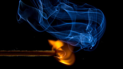 burning match with smoke