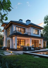 Fototapeta premium Exquisite Modern Villa with Private Pool Oasis