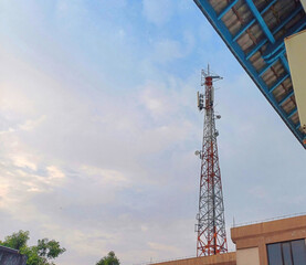 Mobile phone tower, A mobile phone tower stands tall against the sky