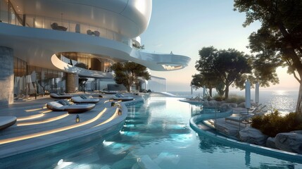 Luxury residential buildings on an artificial island in Dubai