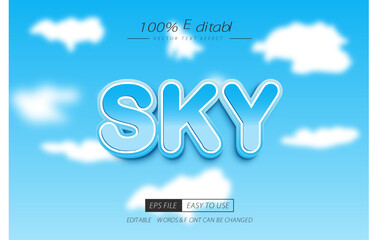Obraz premium Sky blue 3d editable text effect template
