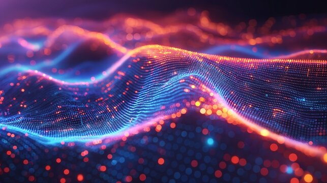 Flow of digital information. Global connection concept. Technology futuristic background. Vivid and Luminous Topography with Futuristic Technology