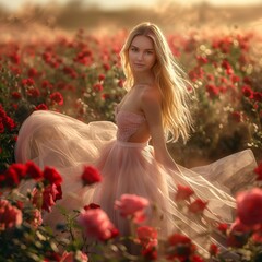 "Blossoming Beauty in a Field of Flowers"