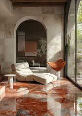 Modern minimalist marble texture interior space design