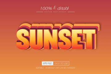 Obraz premium Sunset editable text effect 3d style