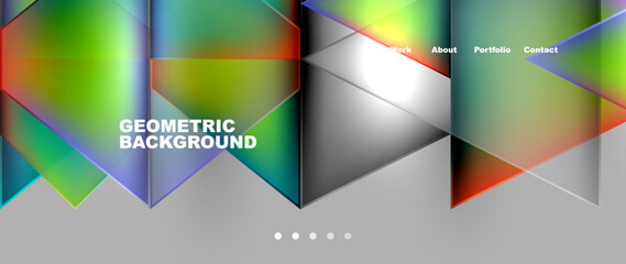 Flowing bright neon gradients geometric abstract background with triangles and lines. Fluid color pattern of color liquid gradient background for wallpaper, banner, background, card, landing page