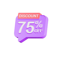 discount 75 percent promotion sign 3d style