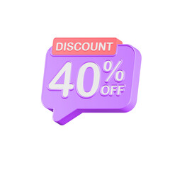 discount 40 percent promotion sign 3d style