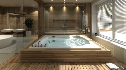 Wooden bathtub