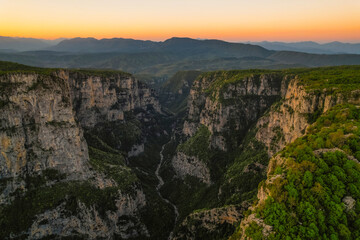  Vikos Gorge from the Oxya Viewpoint in the  national park  in Vikos-Aoos in zagori, northern Greece. Nature landscape