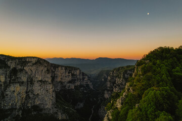  Vikos Gorge from the Oxya Viewpoint in the  national park  in Vikos-Aoos in zagori, northern Greece. Nature landscape