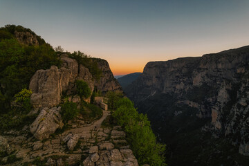  Vikos Gorge from the Oxya Viewpoint in the  national park  in Vikos-Aoos in zagori, northern...