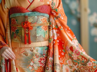 Naklejka premium A woman wearing a kimono