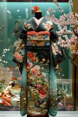 Naklejka premium A kimono with a floral pattern
