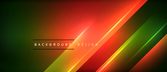 Neon dynamic diagonal light rays background. Techno digital geometric concept design for wallpaper, banner, presentation, background