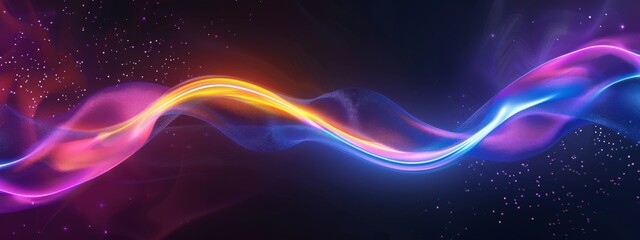 Obraz premium Abstract digital futuristic technology glowing background with dynamic flow lines and particles