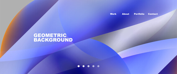 Web page design with geometric elements - circle and wave. Techno art concept. Vector Illustration For Wallpaper, Banner, Background, Card, Book Illustration, landing page