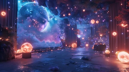 Captivating Cosmic Dreamscape:A Glowing Interstellar Realm of Enchanting Ethereal Energies