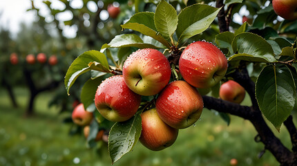 Obraz premium apples_on_a_tree_branch_with_leaves_and_water_droplets_3_upscayl_4x_realesrgan-x4fast 