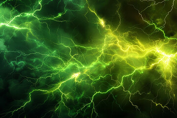 Naklejka premium Festival stage visuals in neon green with yellow lightning patterns.