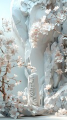 Sakura Blossoms And Bas-Relief