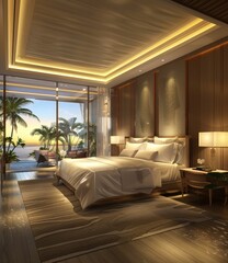 Luxury and Modern Hotel Room with Balcony