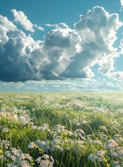 Vibrant Wildflower Meadow Under a Blue Sky