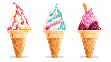 set of ice cream, isolated on white background. Design elements for website or T-shirt.