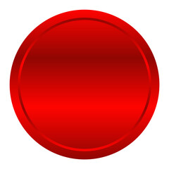 red button on transparent background. Glossy button