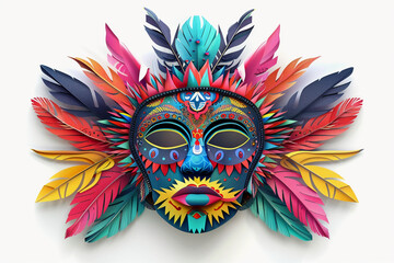 A Carnival Mask Illustration in Colorful Paper Art