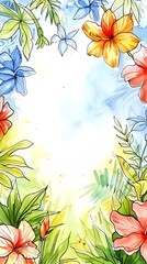 Colorful Floral Border Illustration