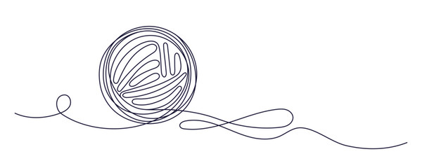 Ball of yarn continuous art line sign Round skein