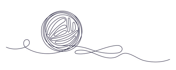 Ball of yarn continuous art line sign Round skein